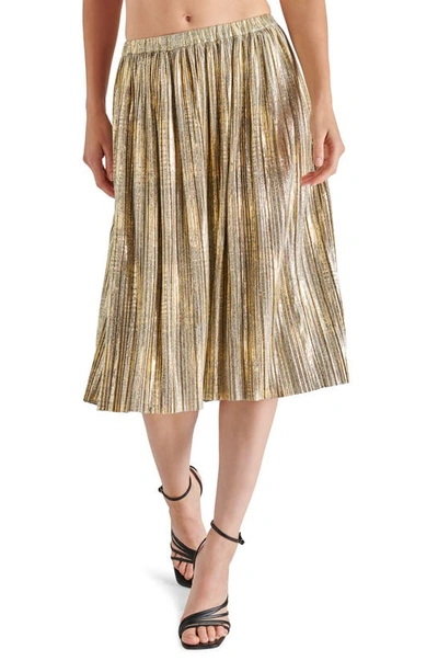 Steve Madden Women's Darcy Metallic-foil-knit Midi Skirt In Gold