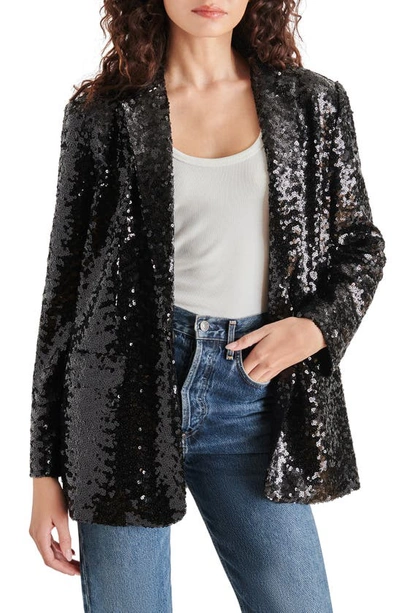 Steve Madden Imaan Clustered Sequin Boyfriend Blazer In Black