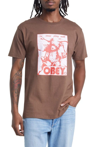 Obey Come Play With Us Graphic T-shirt In Silt