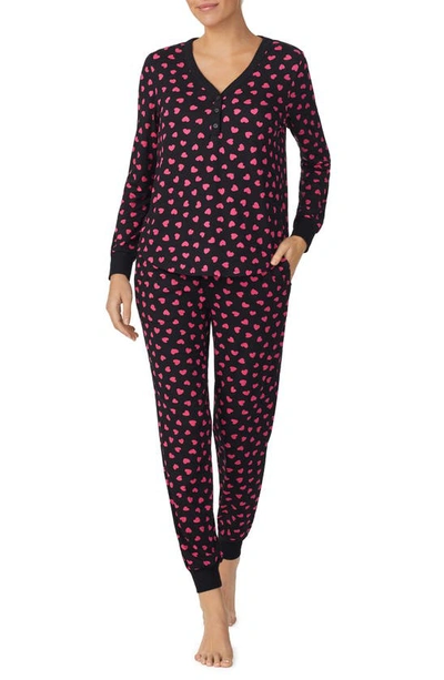 Kate Spade New York Printed Pyjama Set In Black Novel