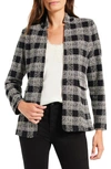 Nic + Zoe Perfectly Plaid Linen Blend Knit Blazer In Black Multi