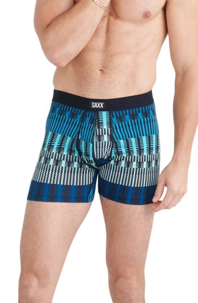 Saxx Men's Daytripper Relaxed-fit Printed Boxer Briefs In Frequency Stripe- Teal