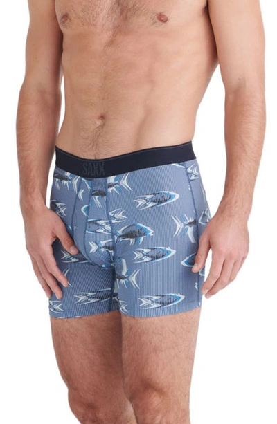 Saxx Quest Quick Dry Mesh Boxer Briefs In Scaled Up- Twilight