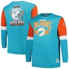 MITCHELL & NESS MITCHELL & NESS AQUA MIAMI DOLPHINS BIG & TALL FLEECE PULLOVER SWEATSHIRT