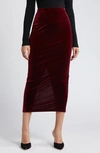 Open Edit Velour Maxi Skirt In Burgundy London