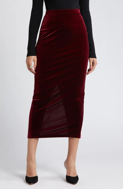 Open Edit Velour Maxi Skirt In Burgundy London