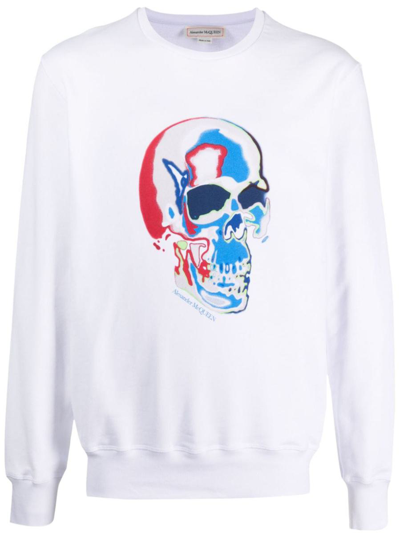 Alexander Mcqueen Skull-print Cotton Sweatshirt In White
