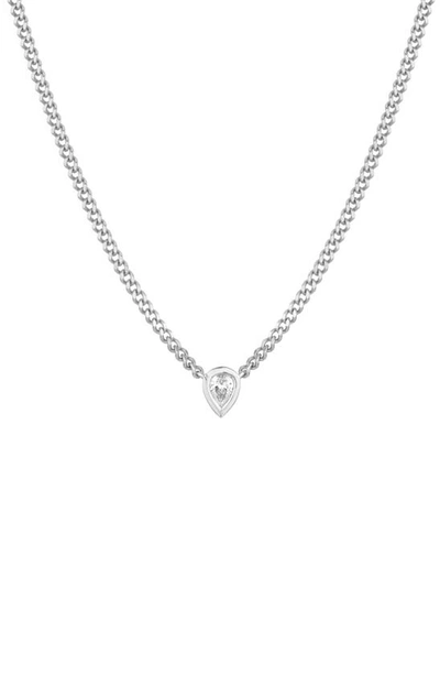 Adina Reyter Pear Bezel Set Lab Created Diamond Necklace In Silver