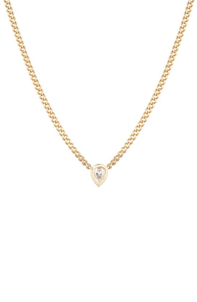 Adina Reyter Pear Bezel Set Lab Created Diamond Necklace In Yellow Gold