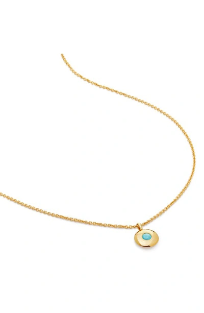 Monica Vinader December Birthstone Turquoise Pendant Necklace In 18k Gold Vermeil/ December