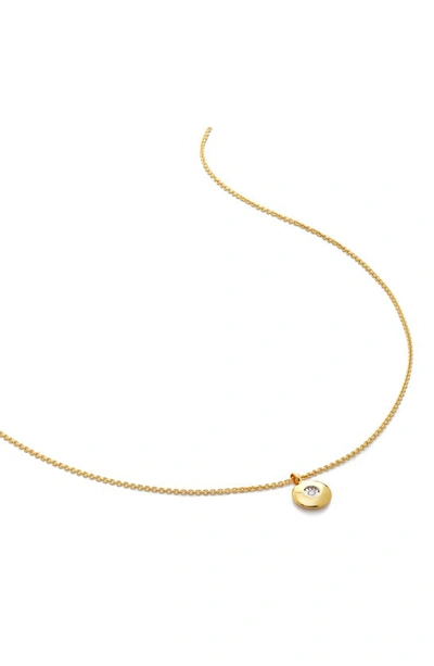 Monica Vinader April Birthstone Lab Created Diamond Pendant Necklace In 18k Gold Vermeil/ April