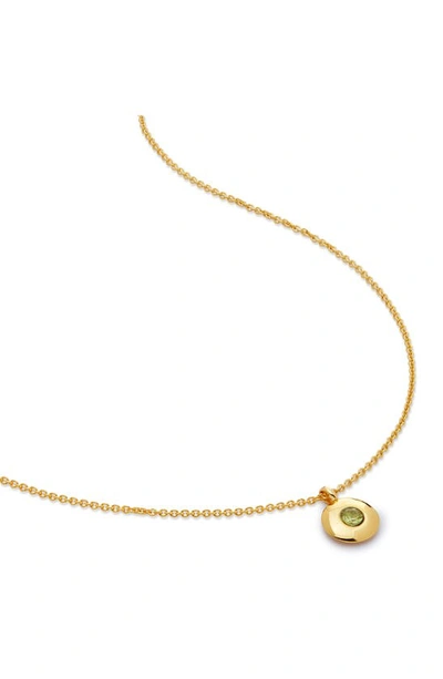 Monica Vinader August Birthstone Peridot Pendant Necklace In 18k Gold Vermeil/ August