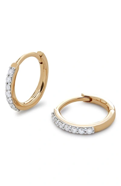 Monica Vinader Lab Created Diamond Pavé Huggie Hoop Earrings In 14k Solid Gold