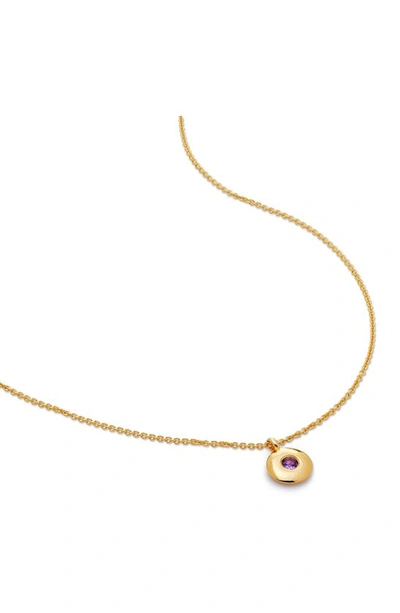 Monica Vinader February Birthstone Amethyst Pendant Necklace In 18k Gold Vermeil/ February