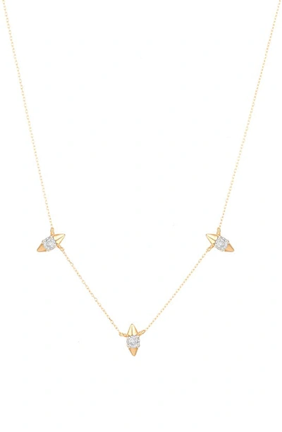 Adina Reyter London 3 Diamond Spike Chain Necklace In Yellow Gold