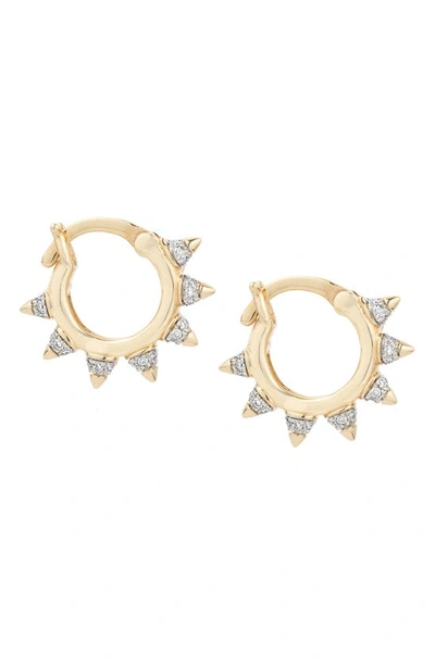 Adina Reyter London Diamond Pavé Spike Huggie Hoop Earrings In Yellow Gold