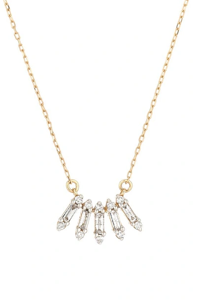 Adina Reyter Small Stack Baguette Cut Diamond Curve Necklace In Yellow Gold