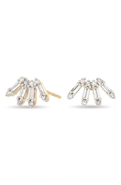 Adina Reyter Diamond Curved Stick Stud Earrings In 14k Gold, 0.2 Ct. T.w. In White/gold