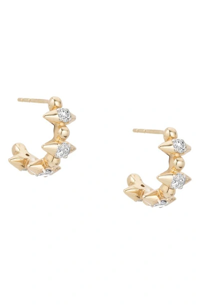 Adina Reyter London Large Diamond Spike J Hoop Earrings In Yellow Gold