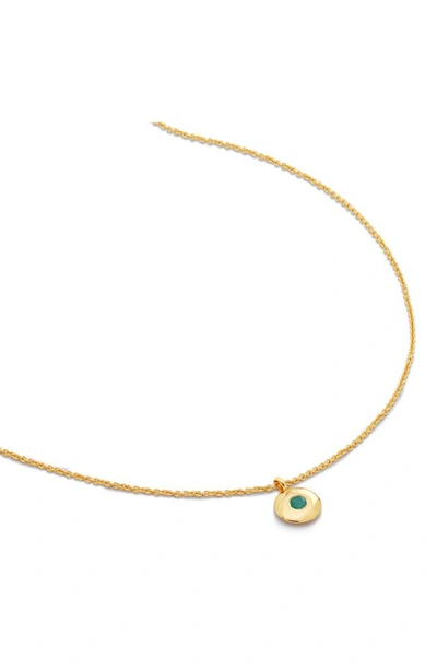 Monica Vinader May Birthstone Emerald Pendant Necklace In 18k Gold Vermeil/ May