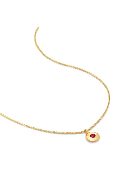 Monica Vinader January Birthstone Garnet Pendant Necklace In 18k Gold Vermeil/ January