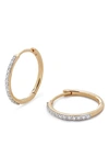 Monica Vinader Gold Diamond Small Hoop Earrings Lab Grown Diamond In 14k Solid Gold