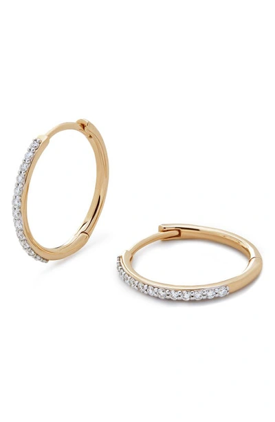 Monica Vinader Gold Diamond Small Hoop Earrings Lab Grown Diamond In 14k Solid Gold