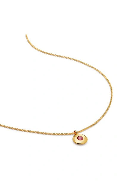 Monica Vinader July Birthstone Ruby Pendant Necklace In 18k Gold Vermeil/ July