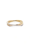 MONICA VINADER 14K GOLD DIAMOND CROSSOVER RING