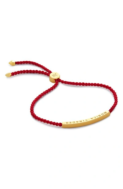 Monica Vinader Engravable Mini Linear Friendship Bracelet In 18k Gold Vermeil