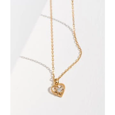 Zoe And Morgan Kind Heart Necklace Gold With White Zircon