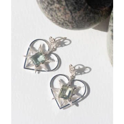 Zoe And Morgan Shining Heart Earrings Silver In Metallic