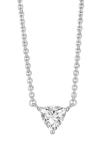 Lightbox 0.375-carat Lab Grown Trillion Diamond Necklace In White/ 14 White Gold