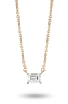 Lightbox 0.375-carat Lab Grown Diamond Baguette Pendant Necklace In White/ 14 Yellow Gold