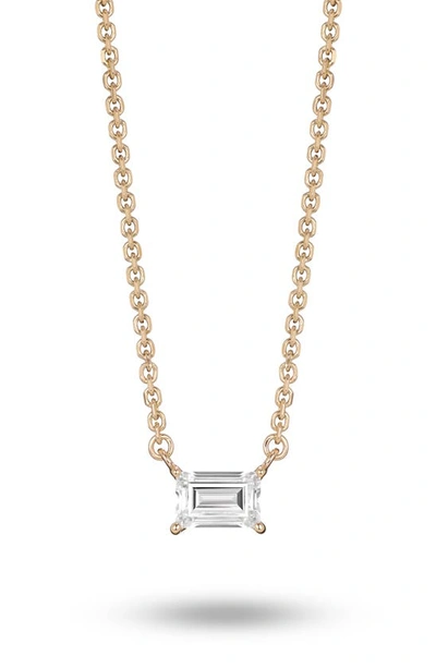 Lightbox 0.375-carat Lab Grown Diamond Baguette Pendant Necklace In White/ 14 Yellow Gold