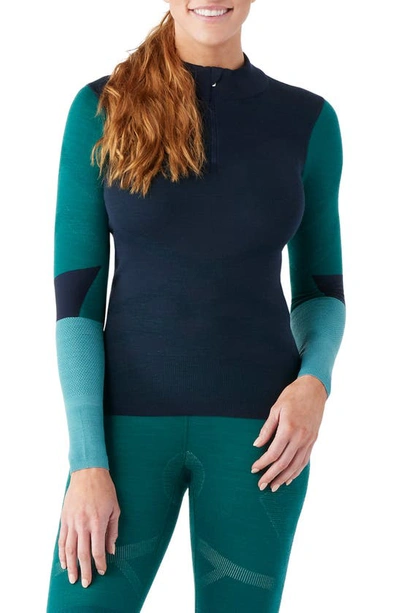 Smartwool Intraknit Merino Wool Blend Quarter-zip Pullover In Deep Navy