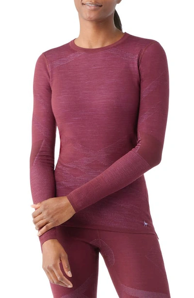 Smartwool Intraknit Merino Wool Blend Long Sleeve T-shirt In Black Cherry Violet