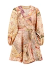 Zimmermann August Wrap Mini Dress In Patch Floral