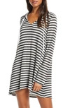 La Blanca Slouchy Hooded Sweater Cover-up Tunic In Black/ White