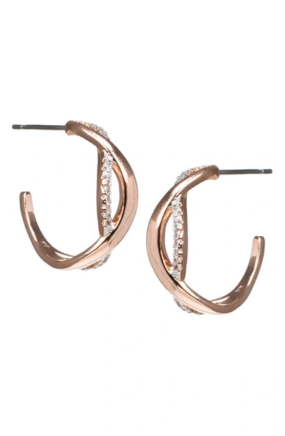 Cz By Kenneth Jay Lane Cz Pavé Infinity Hoop Earrings In Clear/rose Gold