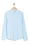 Original Penguin Linen Blend Woven Solid Button-down Shirt In Cerulean