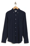 Original Penguin Linen Blend Woven Solid Button-down Shirt In Dark Sapphire