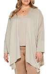 Nic + Zoe Open-front Shimmer Cover-up Cardigan In Sandshell