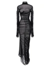 MUGLER DRAPED MESH DRESSES BLACK