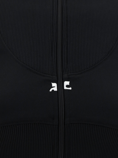 Courrèges Cropped Hooded Trackjacket In Black