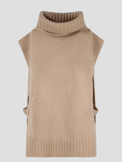 Vince Poncho Turtleneck Sweater In Brown