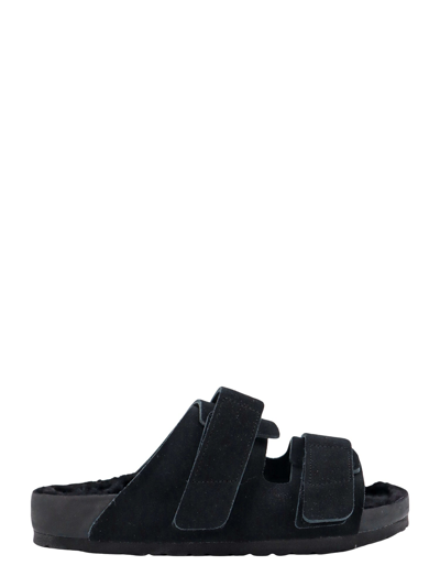 Birkenstock Suede Sandals With Stitching In Black