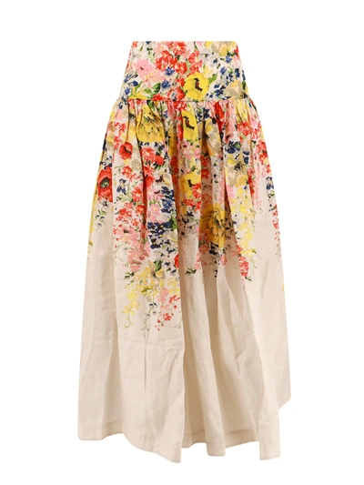 Zimmermann Alight Floral-print Linen Skirt In Multicolor