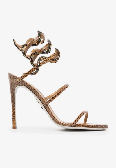 René Caovilla 105 Animal Print Sandals In Brown