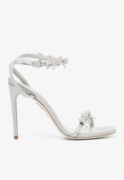 René Caovilla 105 Crystal-embellished Bows Sandals In Silver